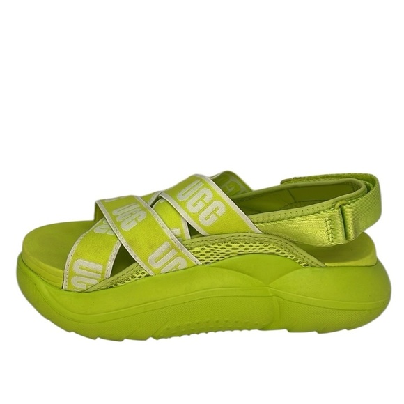 UGG La Cloud Neon Green Platform Sandals Logo Straps Size 7 Style 1110090 - Picture 6 of 10